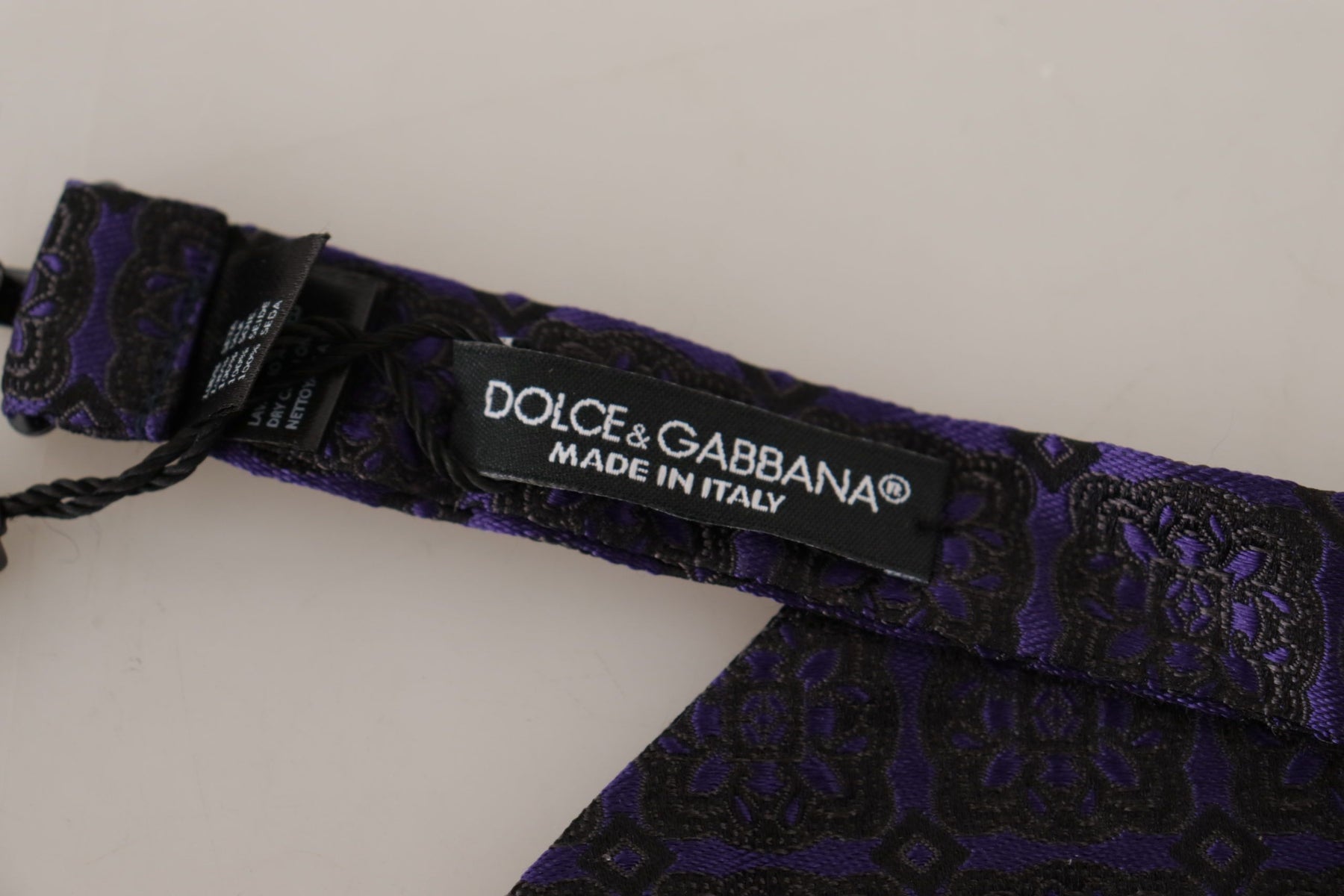Dolce & Gabbana Blue Geometric Silk Adjustable Neck Papillon Tie | Regal Royce
