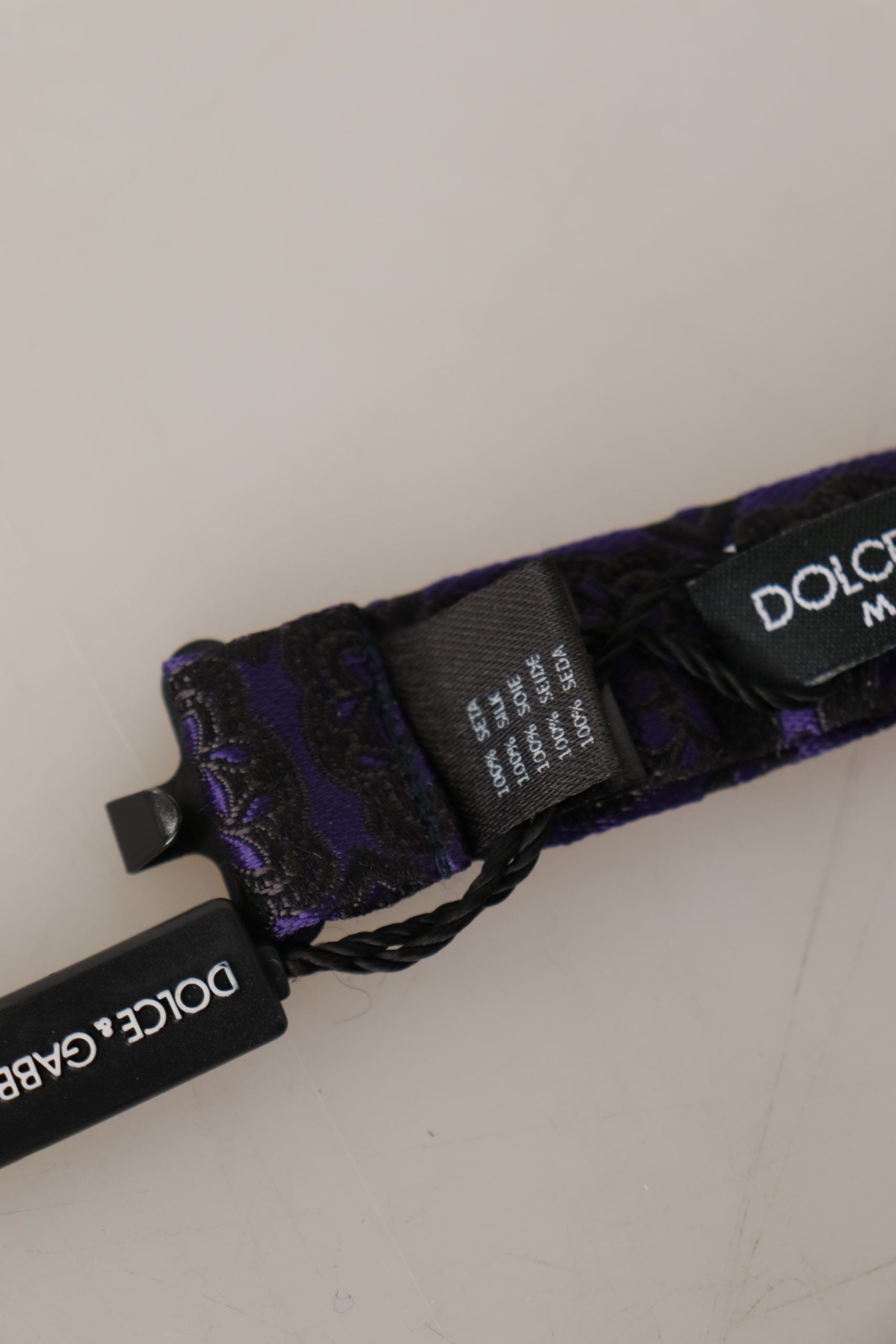 Dolce & Gabbana Blue Geometric Silk Adjustable Neck Papillon Tie | Regal Royce