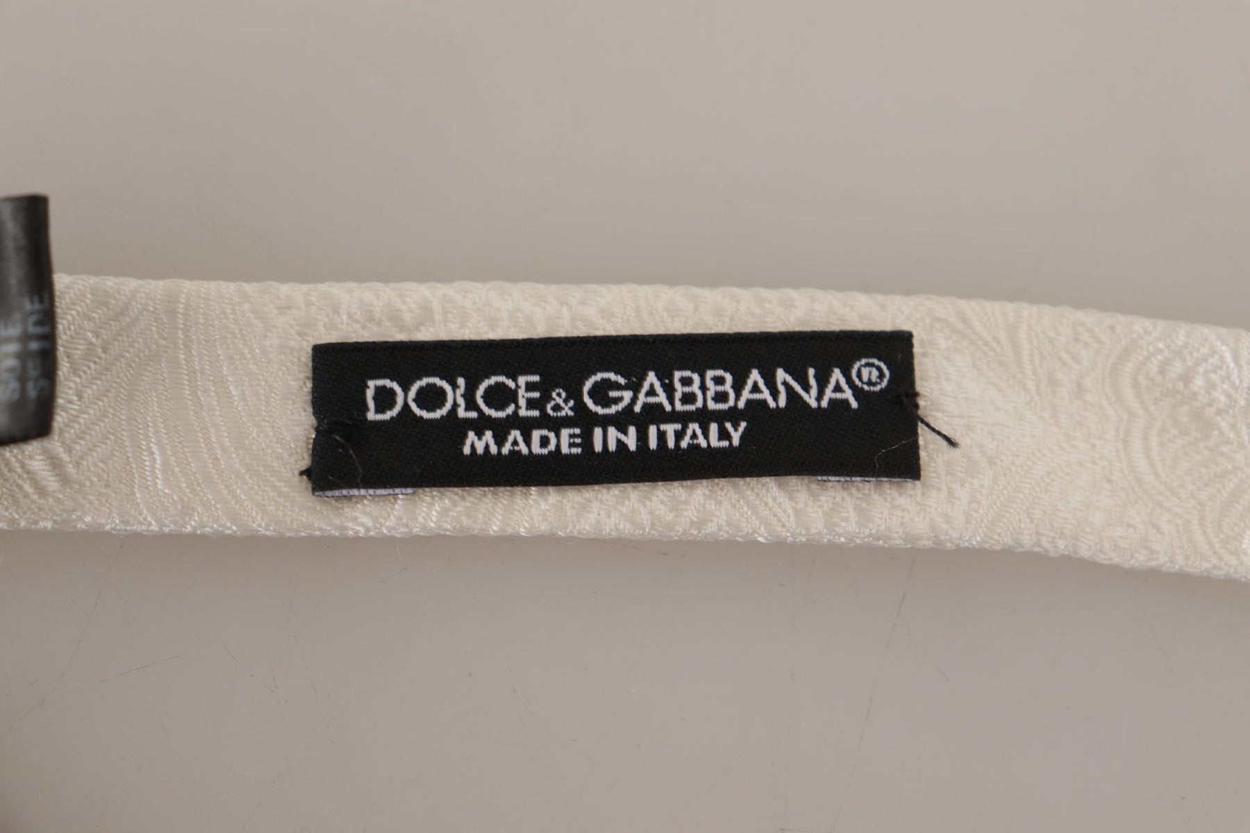 Dolce & Gabbana White 100% Silk Slim Adjustable Neck Papillon Tie | Regal Royce