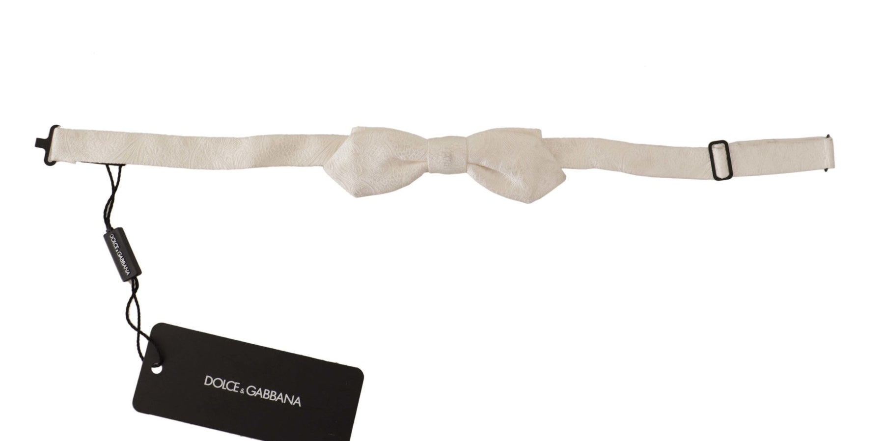Dolce & Gabbana White 100% Silk Slim Adjustable Neck Papillon Tie | Regal Royce