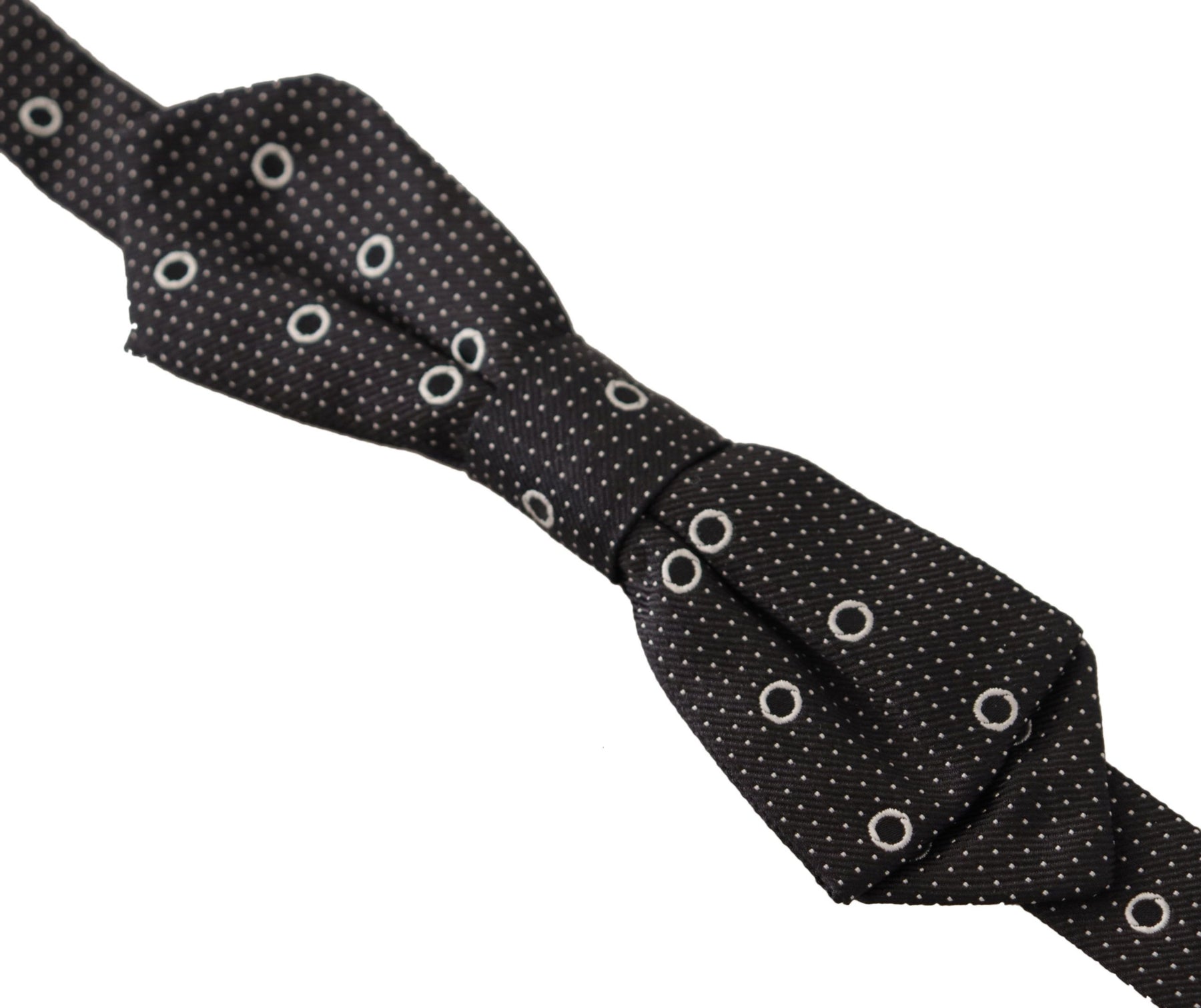 Dolce & Gabbana Black White Polka Dot 100% Silk Neck Papillon Tie | Regal Royce