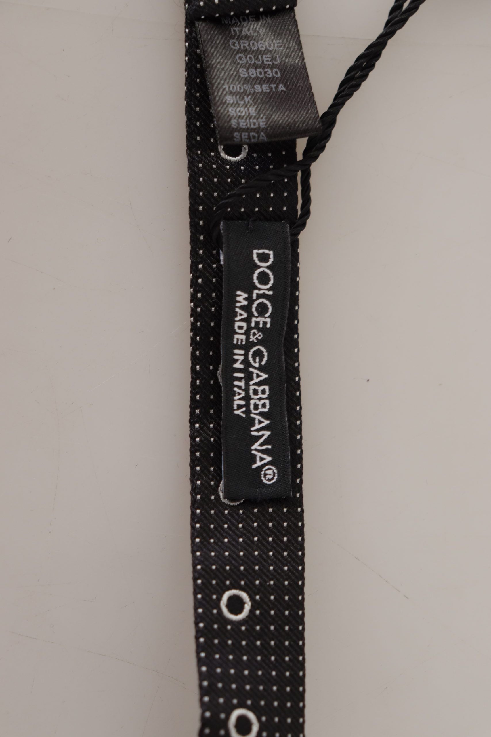 Dolce & Gabbana Black White Polka Dot 100% Silk Neck Papillon Tie | Regal Royce