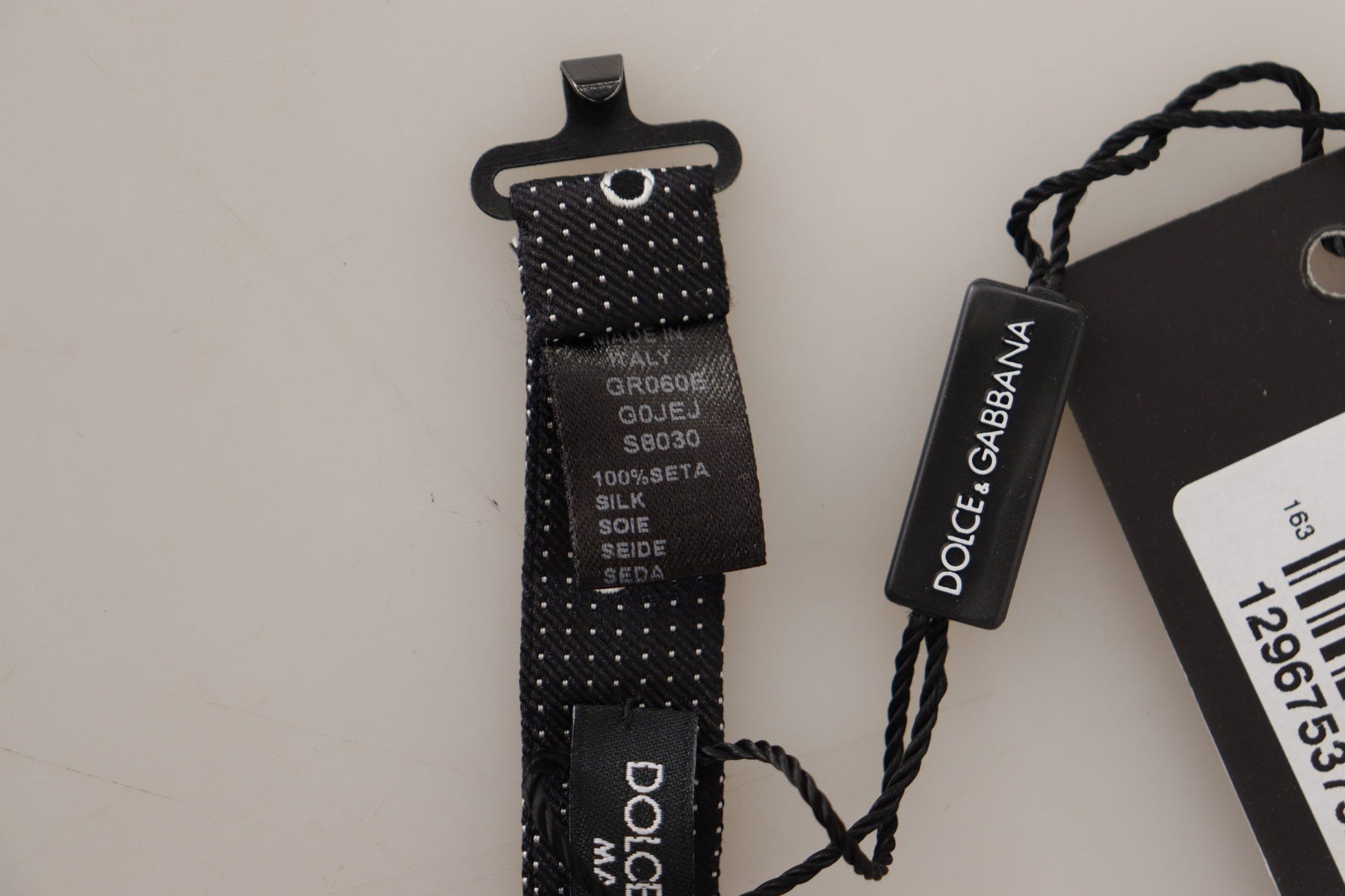 Dolce & Gabbana Black White Polka Dot 100% Silk Neck Papillon Tie | Regal Royce