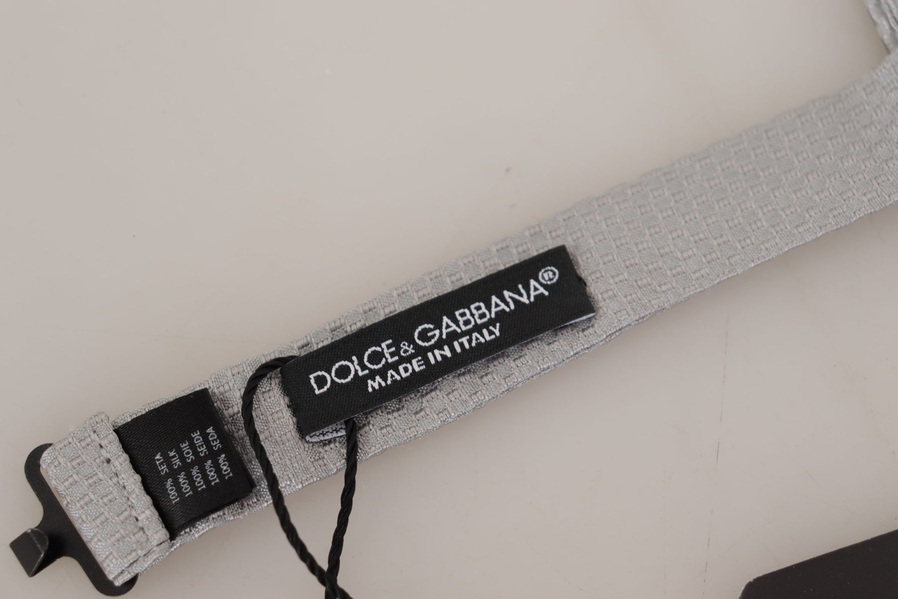 Dolce & Gabbana Gray 100% Silk Adjustable Neck Papillon Tie | Regal Royce