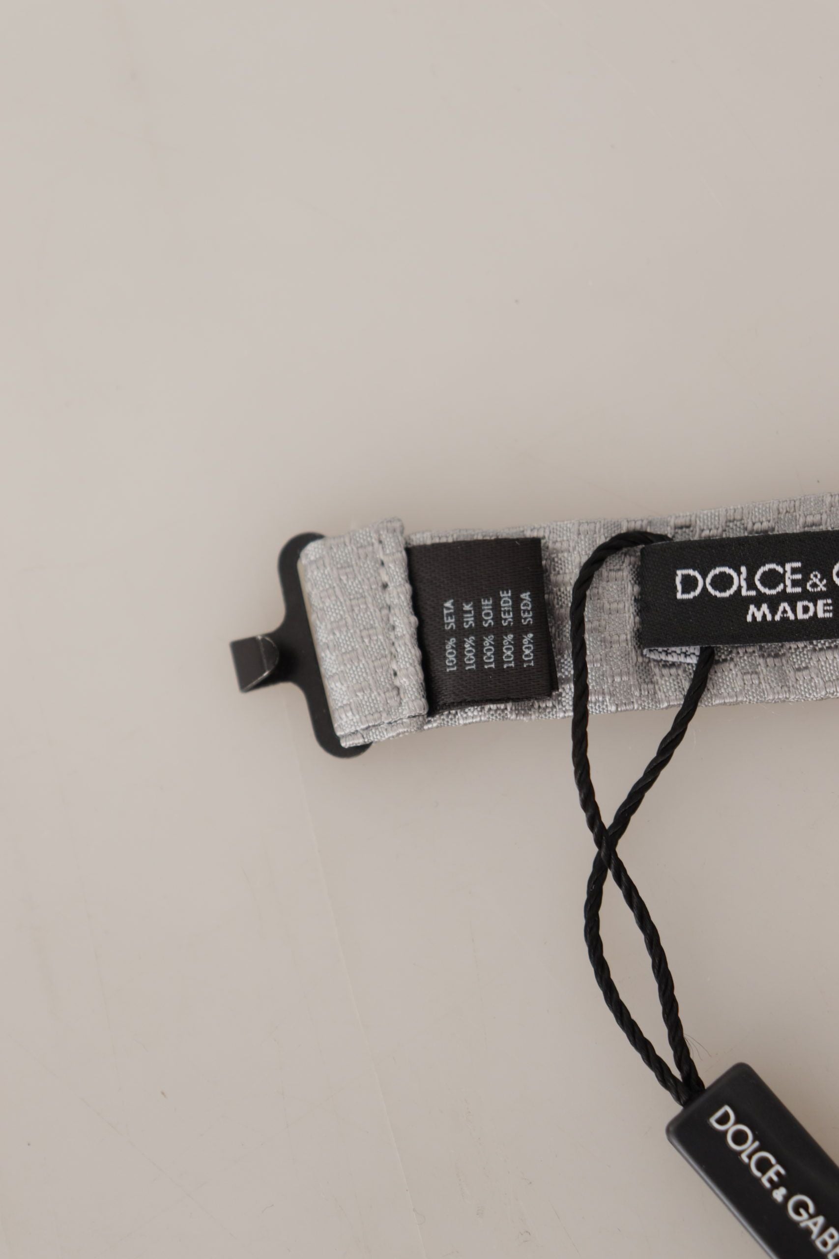Dolce & Gabbana Gray 100% Silk Adjustable Neck Papillon Tie | Regal Royce