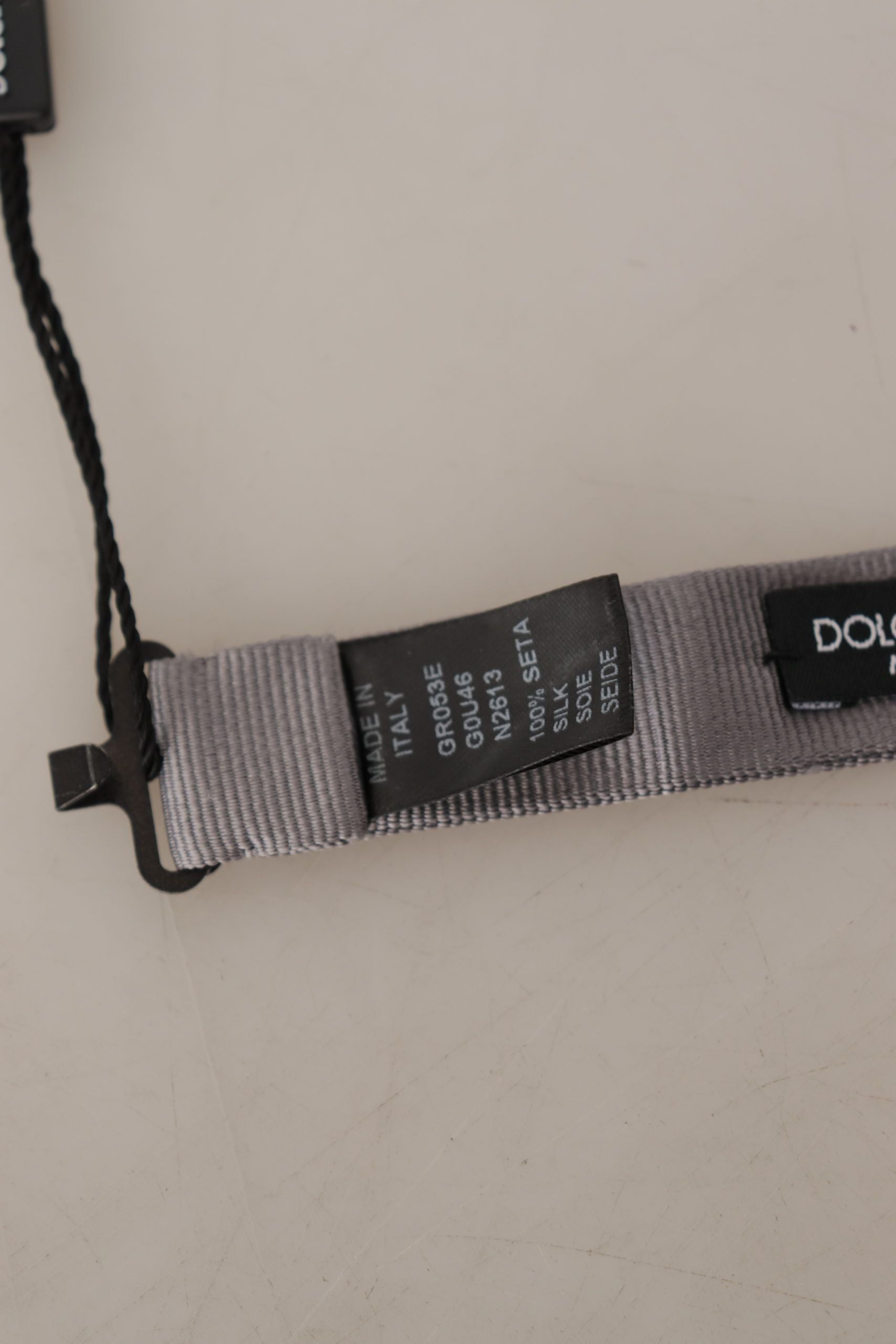 Dolce & Gabbana Gray 100% Silk Adjustable Neck Papillon Tie | Regal Royce