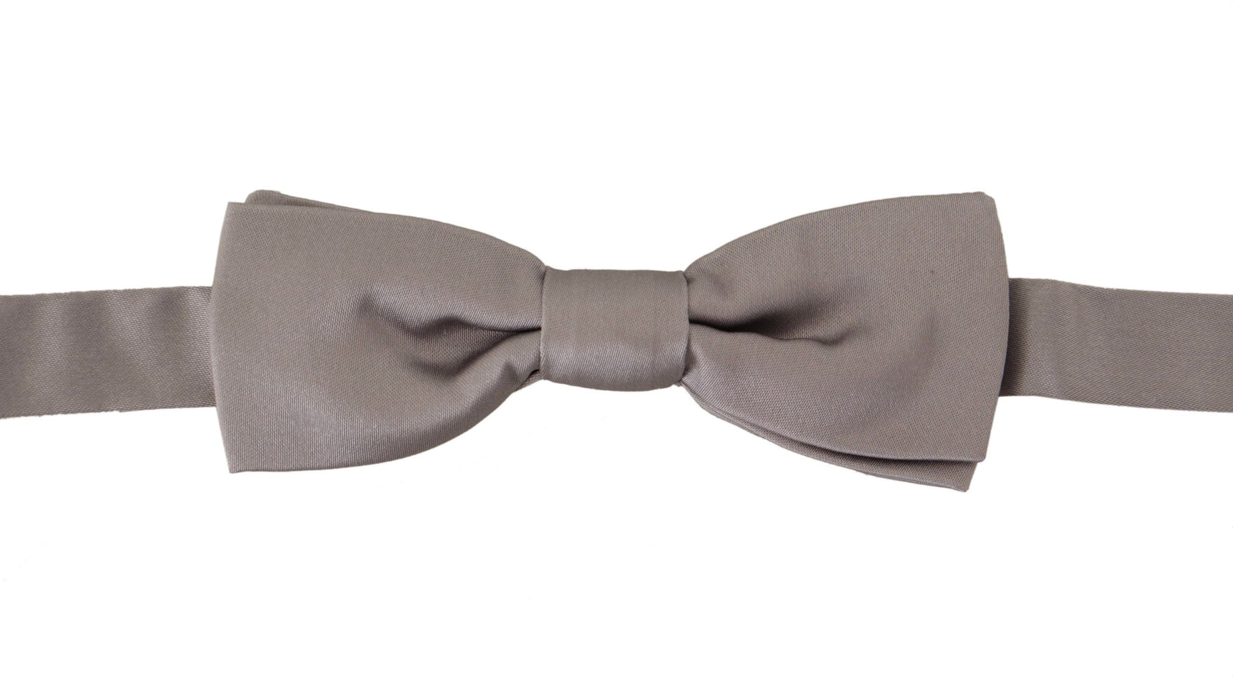 Dolce & Gabbana Silver 100% Silk Slim Adjustable Neck Papillon Tie | Regal Royce