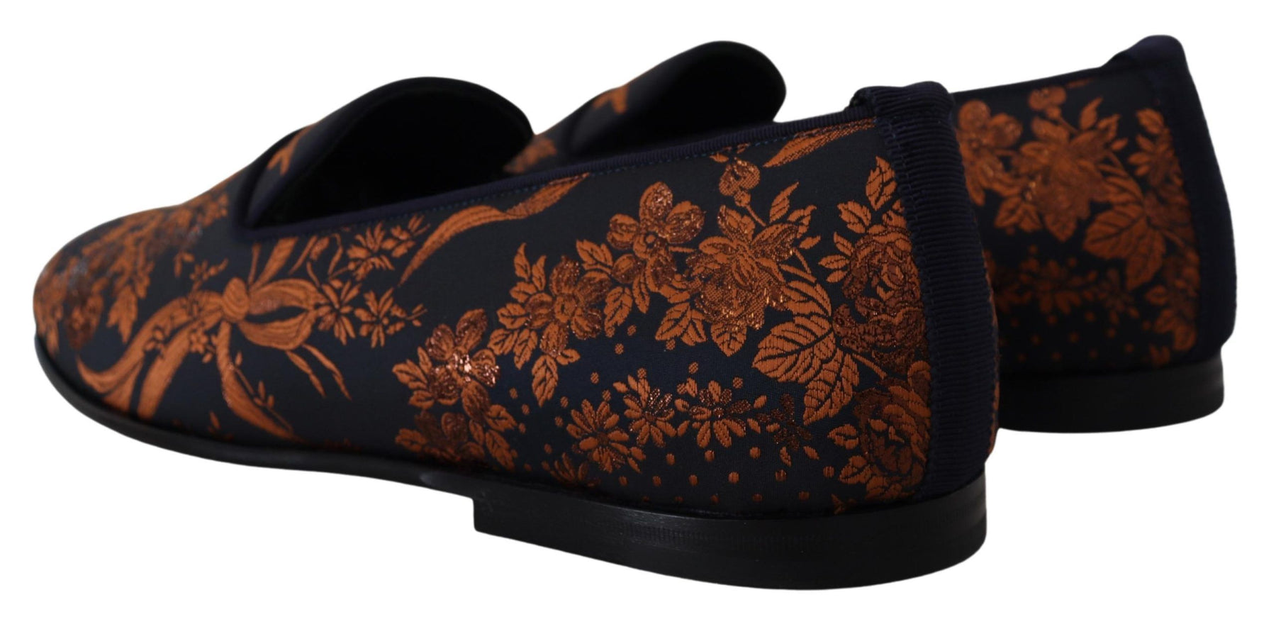 Dolce & Gabbana Blue Rust Floral Slippers Loafers Shoes | Regal Royce