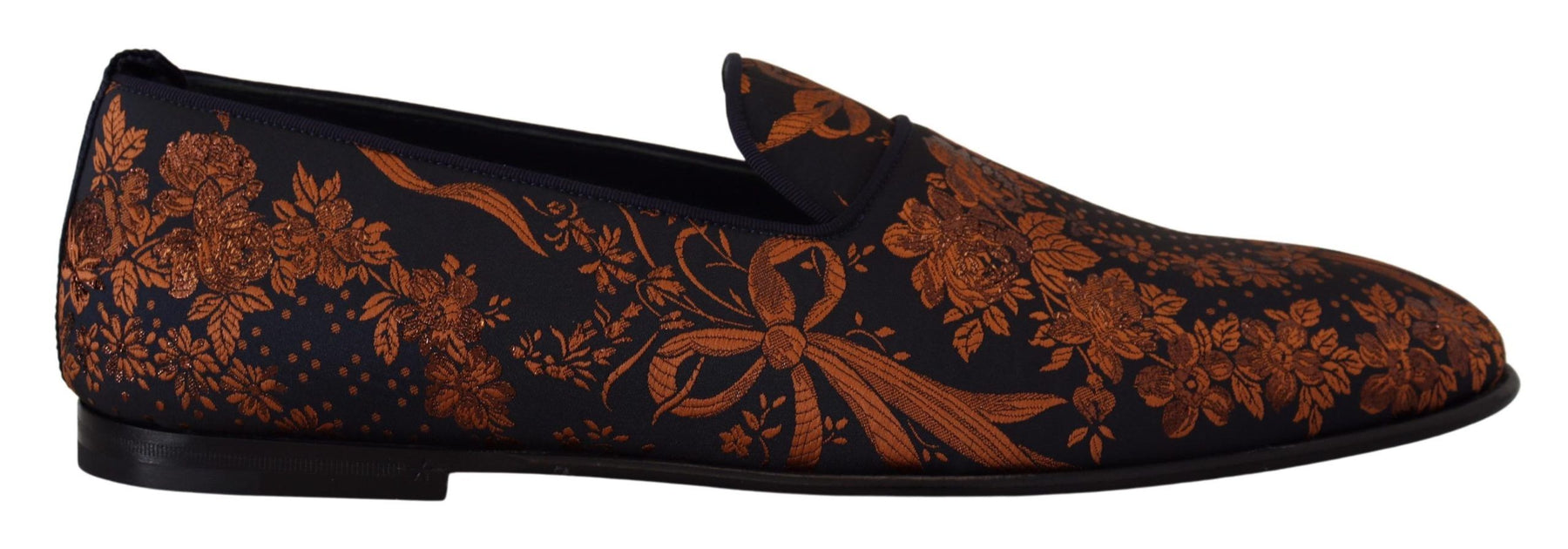 Dolce & Gabbana Blue Rust Floral Slippers Loafers Shoes | Regal Royce
