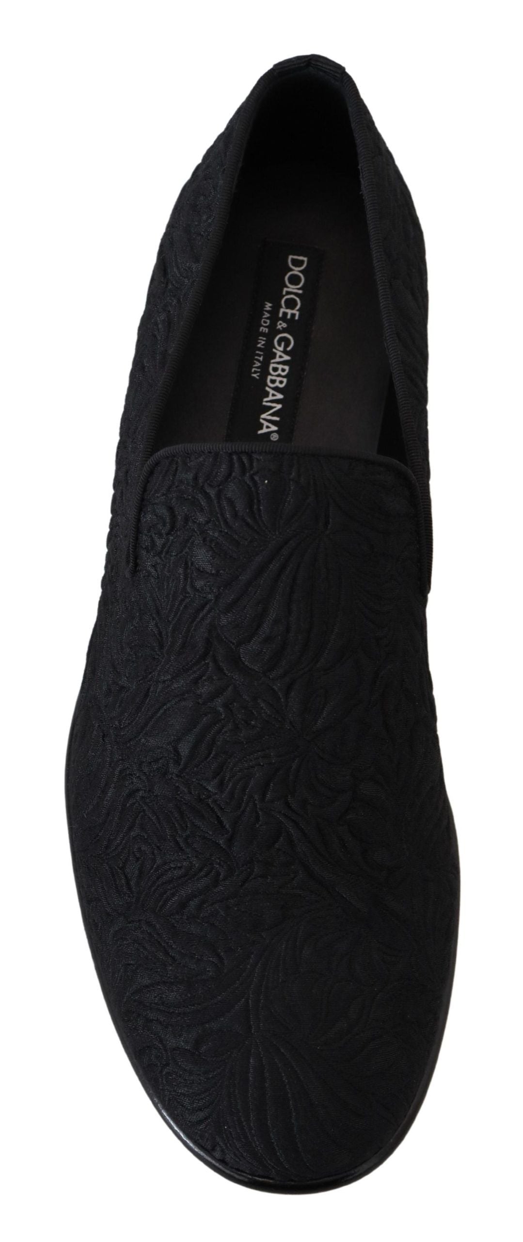 Dolce & Gabbana Black Floral Jacquard Slippers Loafers Shoes | Regal Royce