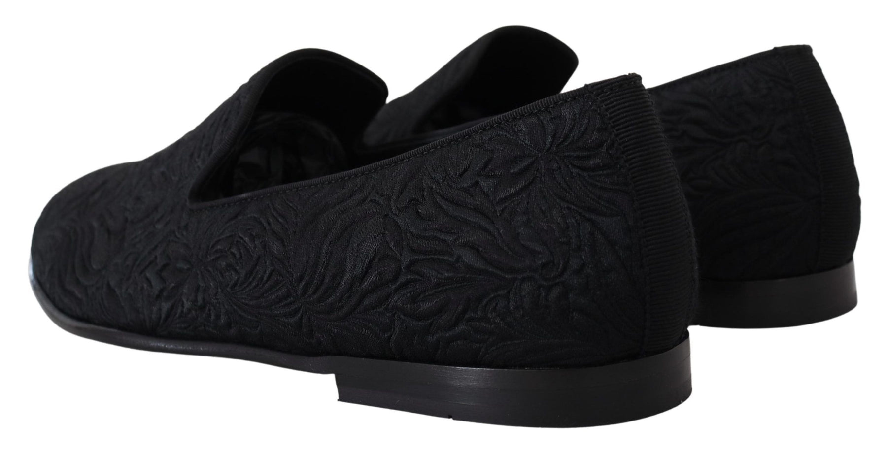 Dolce & Gabbana Black Floral Jacquard Slippers Loafers Shoes | Regal Royce