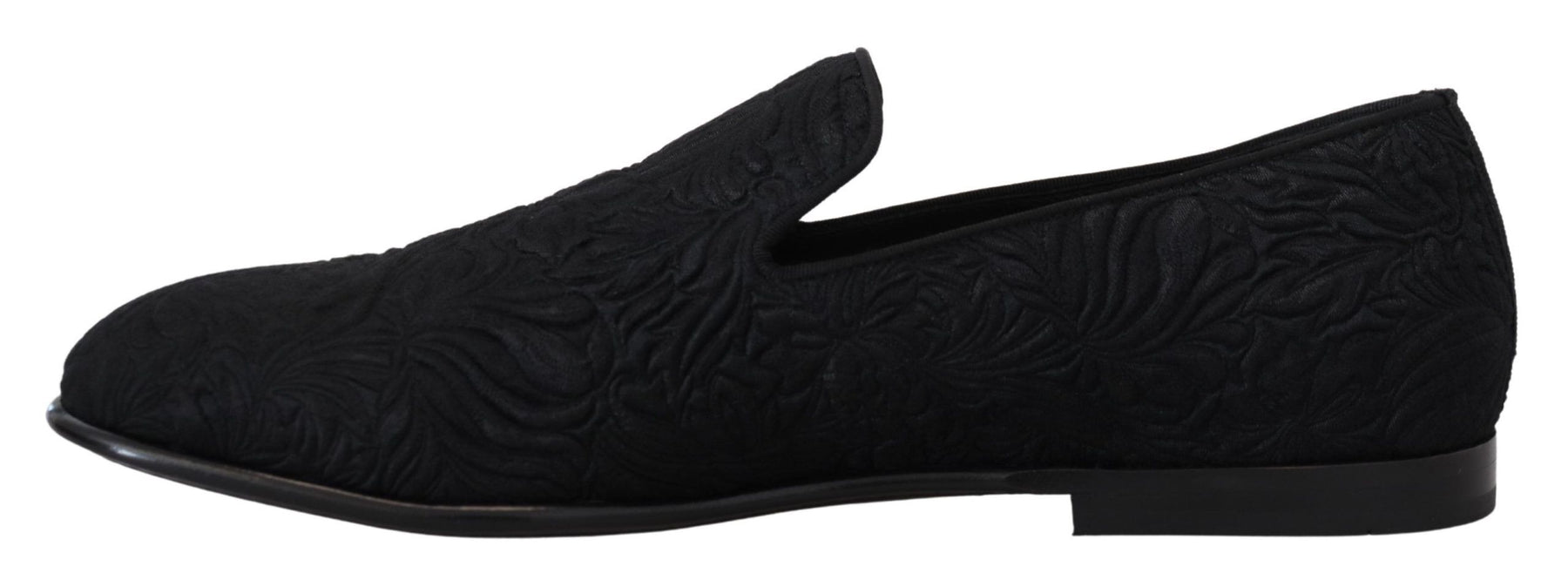 Dolce & Gabbana Black Floral Jacquard Slippers Loafers Shoes | Regal Royce