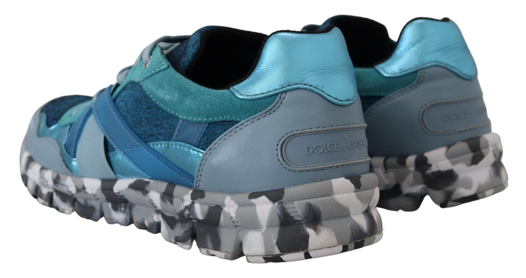 Dolce & Gabbana Blue Gray Leather Sport Low Top Sneakers | Regal Royce