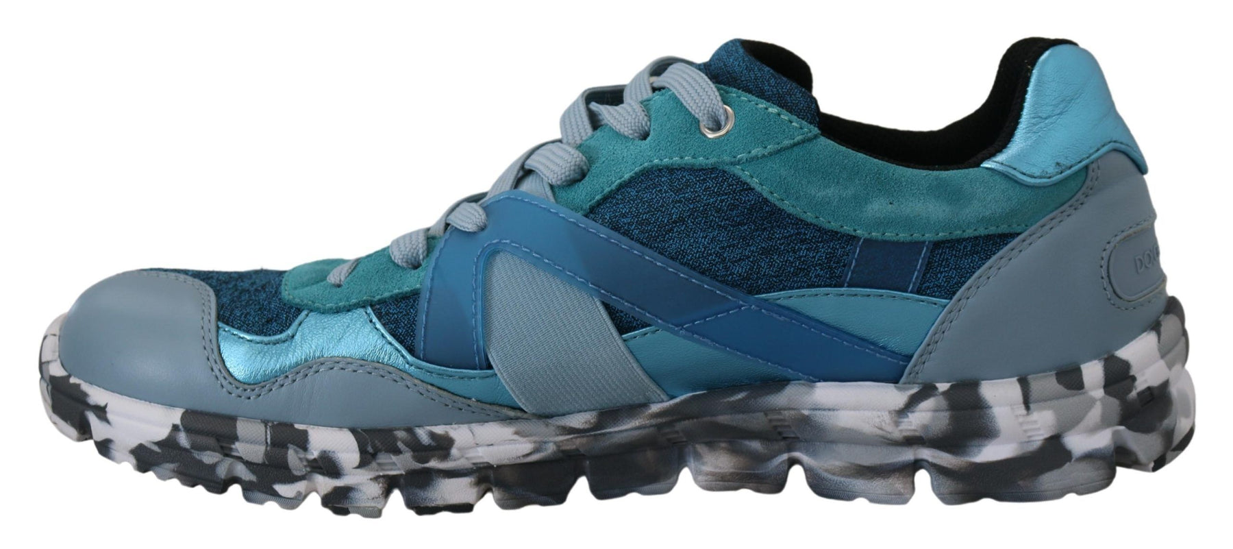 Dolce & Gabbana Blue Gray Leather Sport Low Top Sneakers | Regal Royce