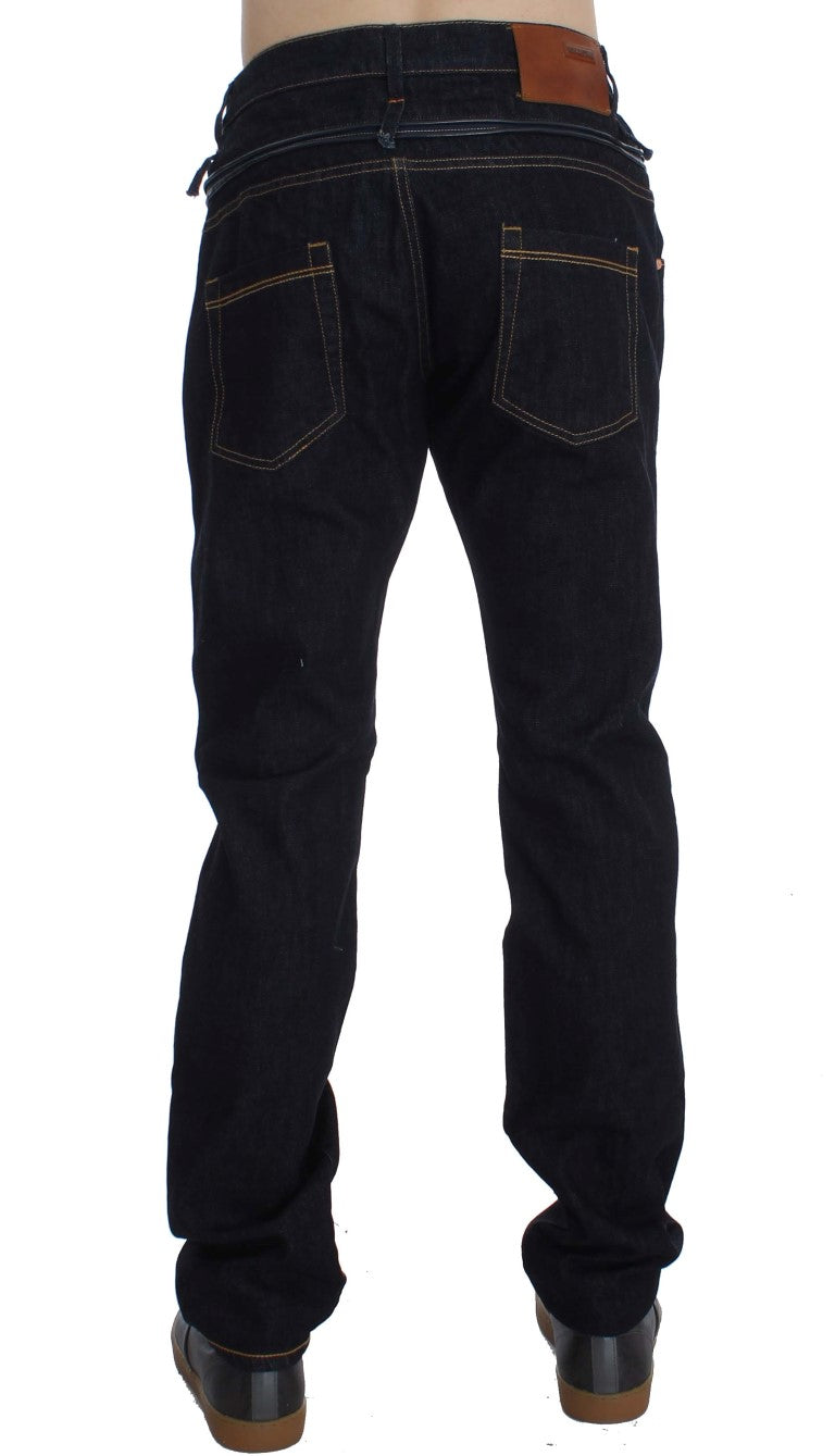 Acht Blue Cotton Regular Straight Fit Jeans | Regal Royce