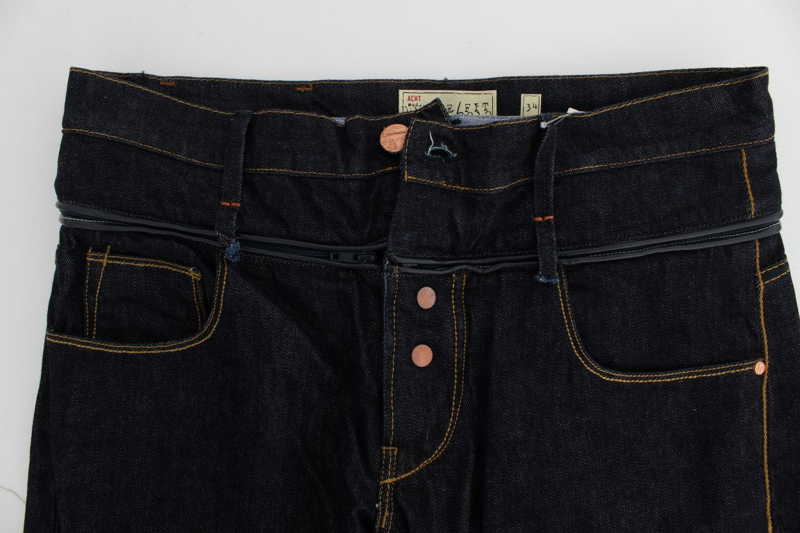 Acht Blue Cotton Regular Straight Fit Jeans | Regal Royce