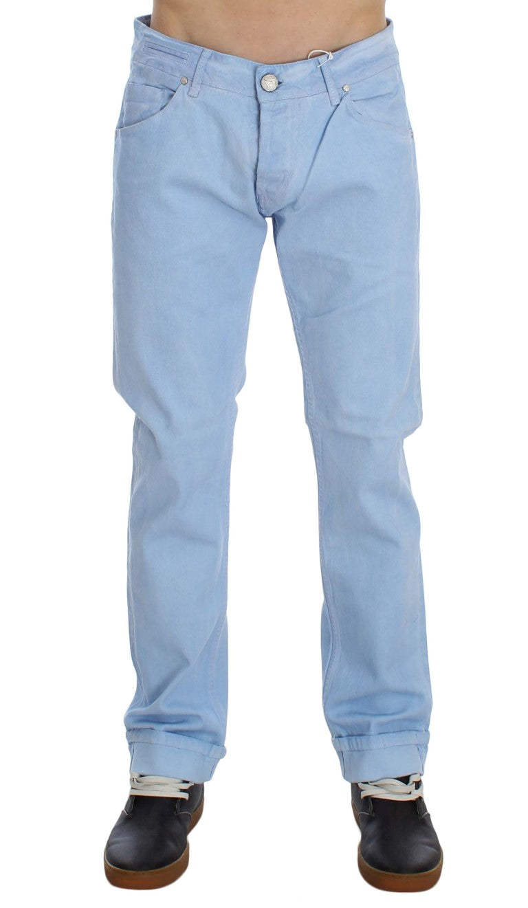 Acht Blue Cotton Stretch Low Waist Fit Jeans | Regal Royce