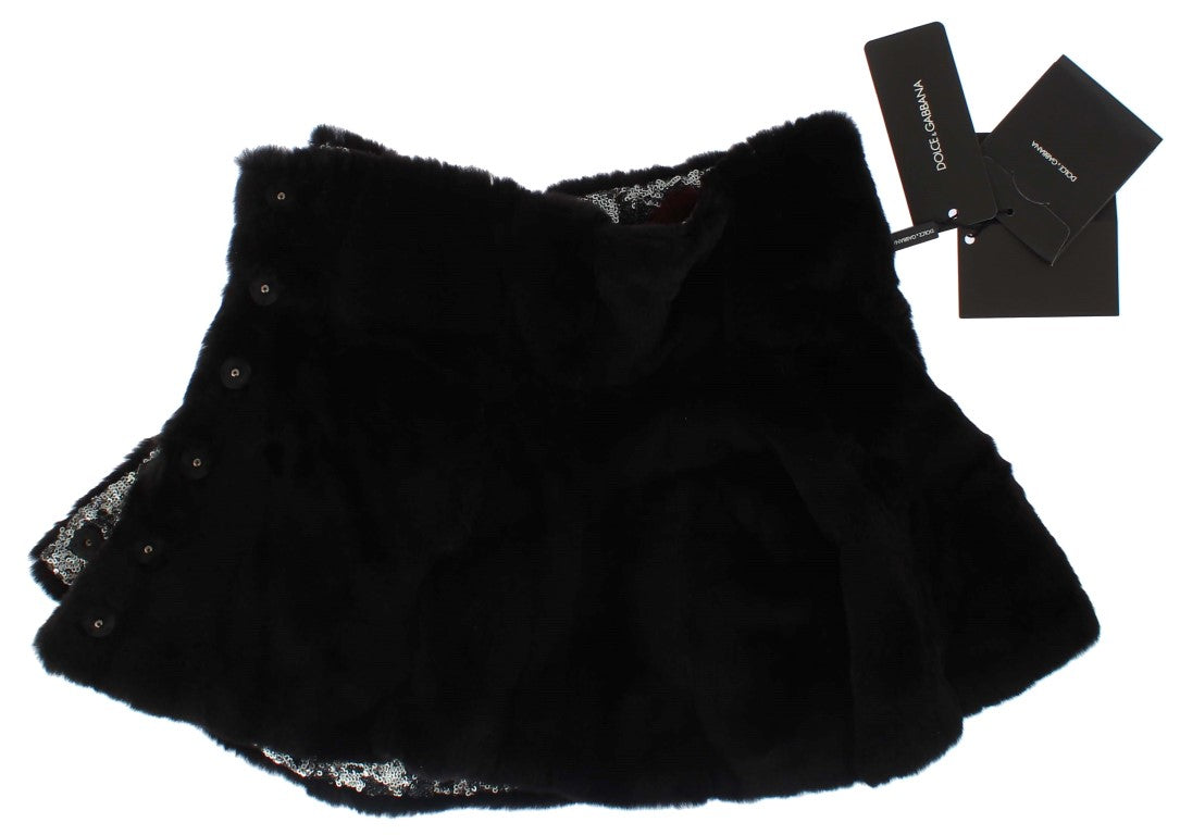 Dolce & Gabbana Silver Sequined Floral Weasel Fur Shoulder Scarf Wrap | Regal Royce