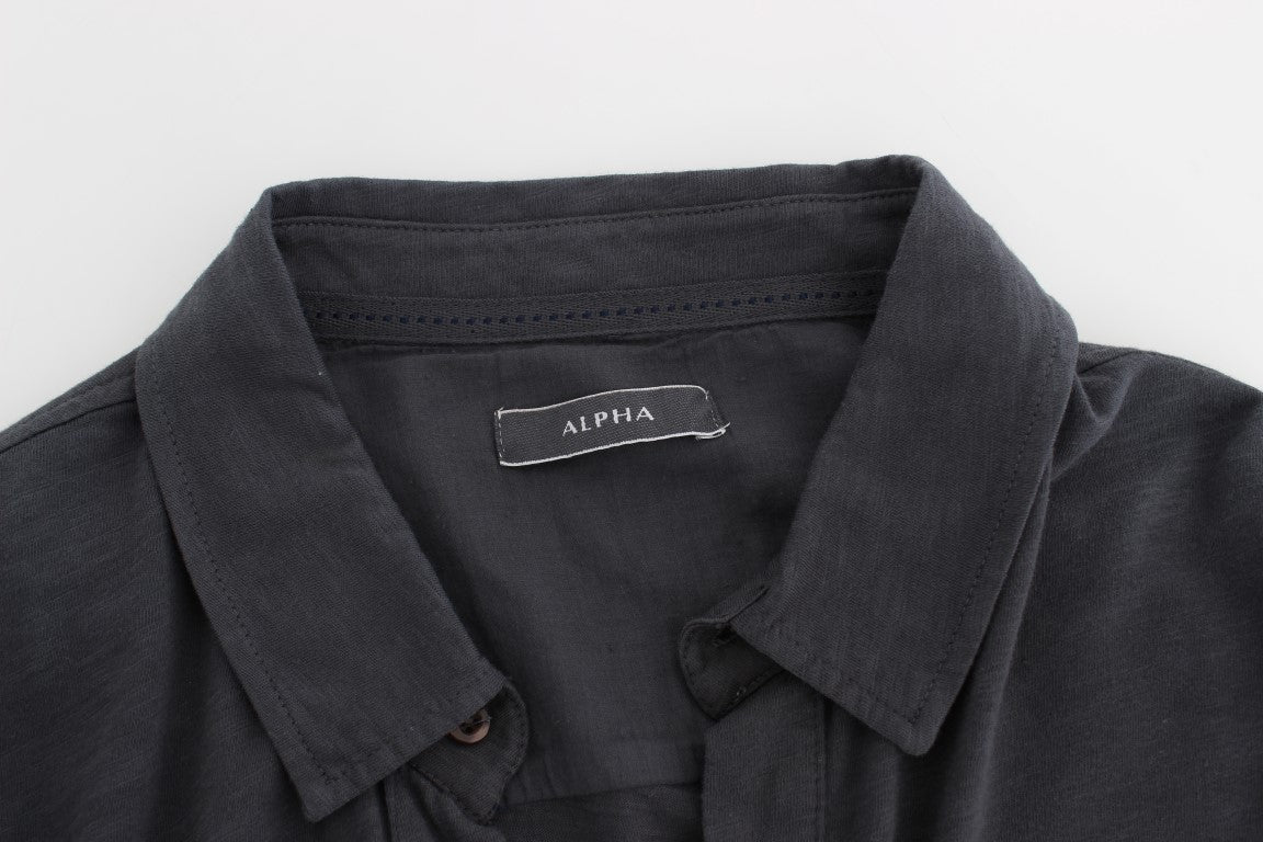 Alpha Massimo Rebecchi Gray Cotton Button Down Casual Shirt | Regal Royce