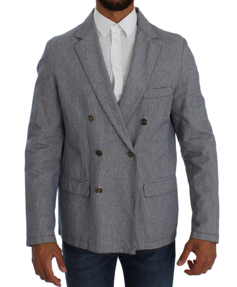 Master Coat Blue Double Breasted Regular Fit Blazer | Regal Royce