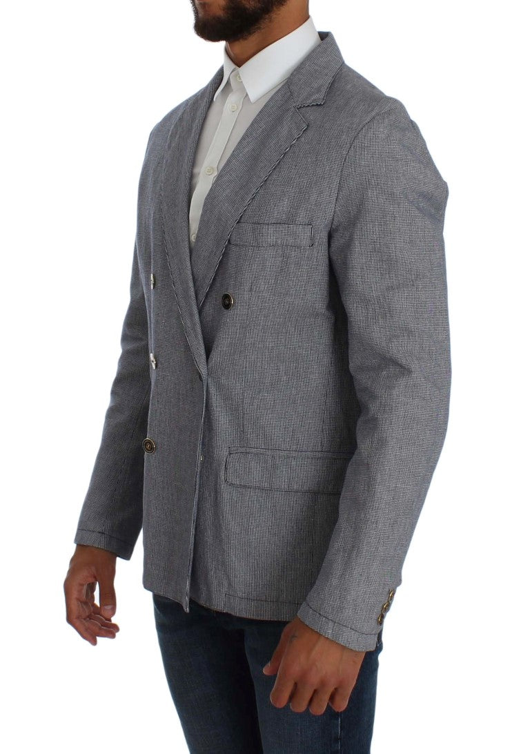 Master Coat Blue Double Breasted Regular Fit Blazer | Regal Royce