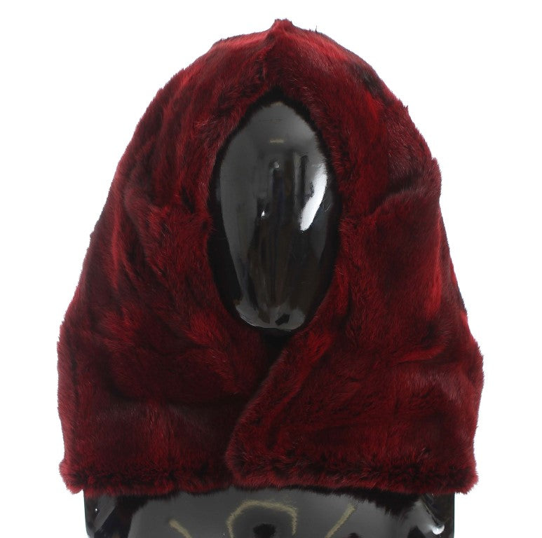 Dolce & Gabbana Bordeaux Hamster Fur Crochet Hood Scarf Hat | Regal Royce