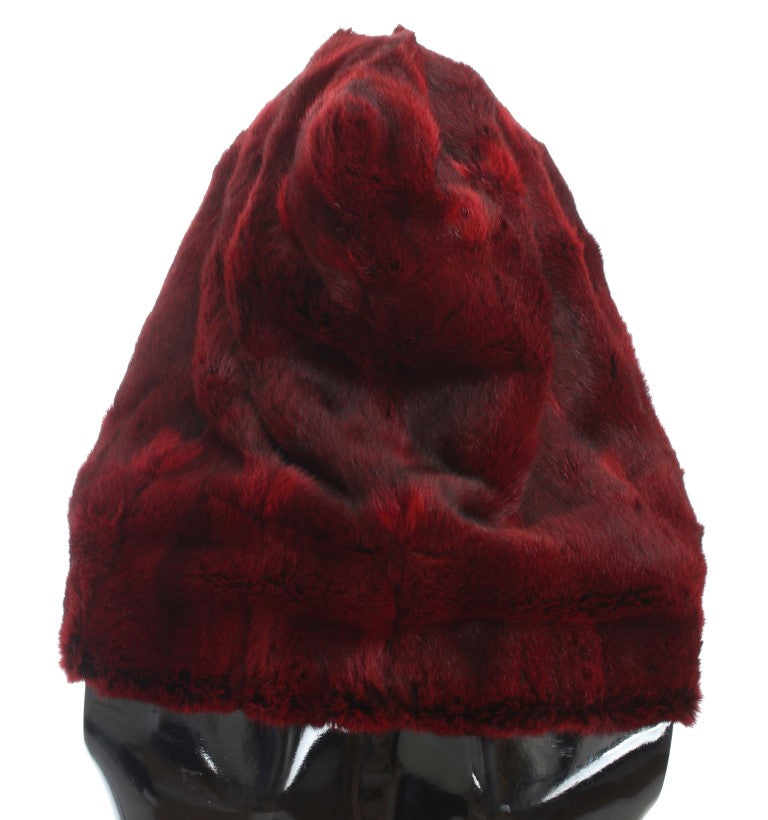 Dolce & Gabbana Bordeaux Hamster Fur Crochet Hood Scarf Hat | Regal Royce