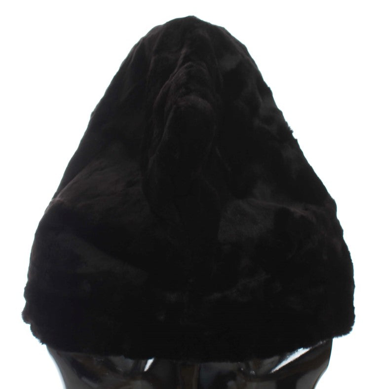 Dolce & Gabbana Black Weasel Fur Crochet Hood Scarf Hat | Regal Royce