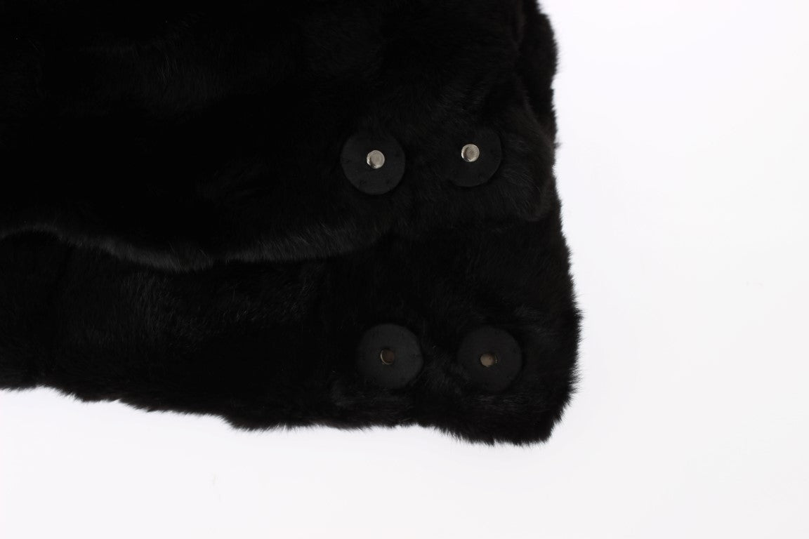 Dolce & Gabbana Black Weasel Fur Crochet Hood Scarf Hat | Regal Royce