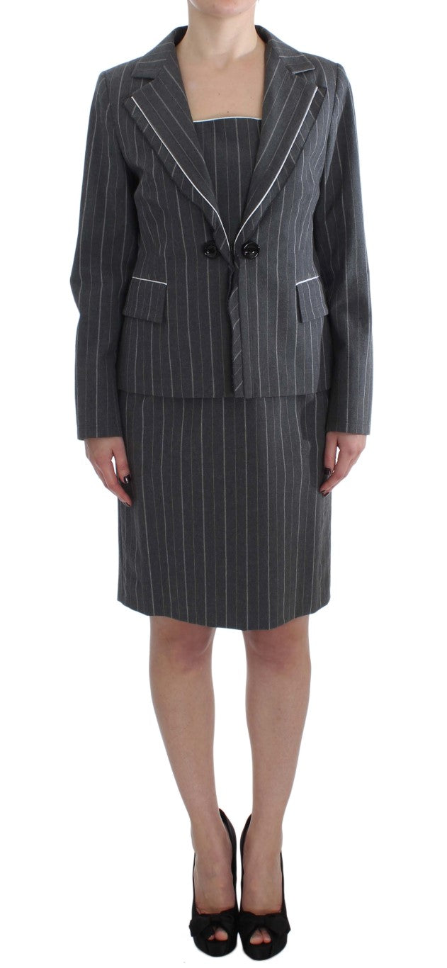 BENCIVENGA Gray Stretch Suit Sheath Dress & Blazer Set | Regal Royce