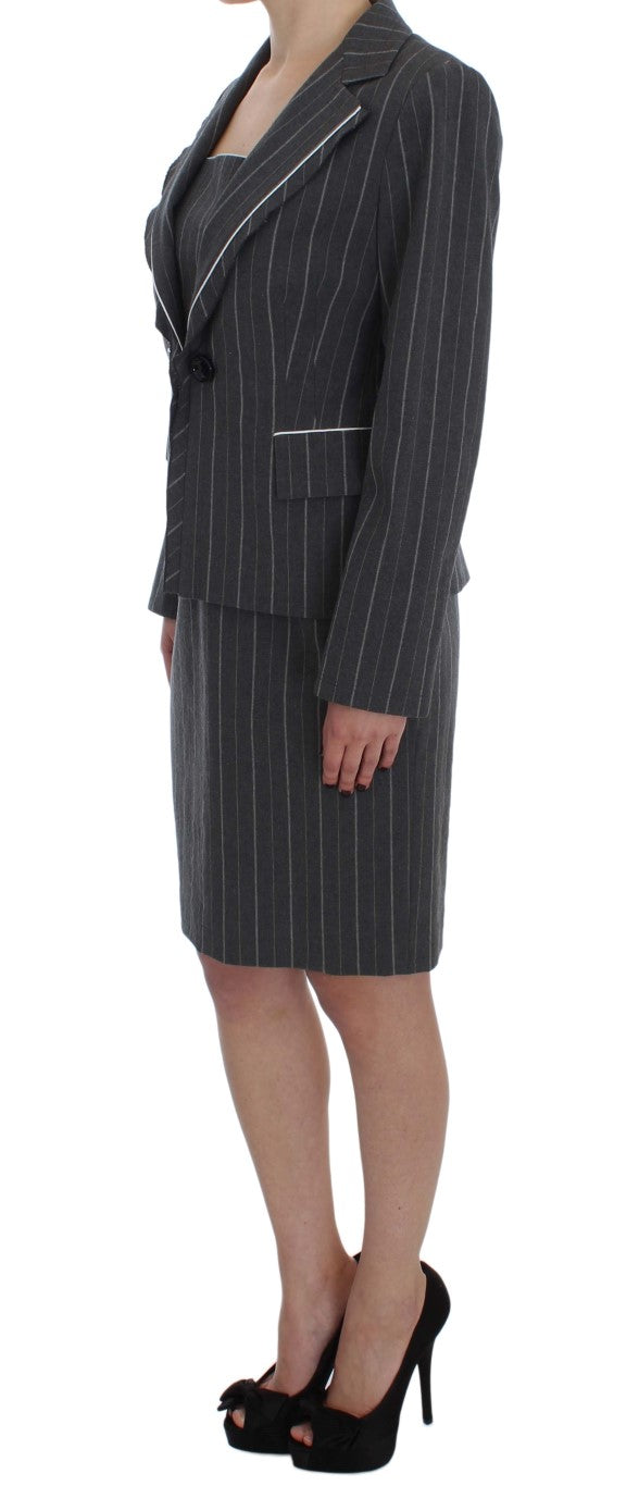BENCIVENGA Gray Stretch Suit Sheath Dress & Blazer Set | Regal Royce
