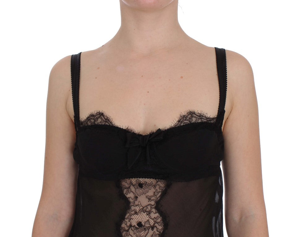 Dolce & Gabbana Black Silk Floral Lace Lingerie Top | Regal Royce