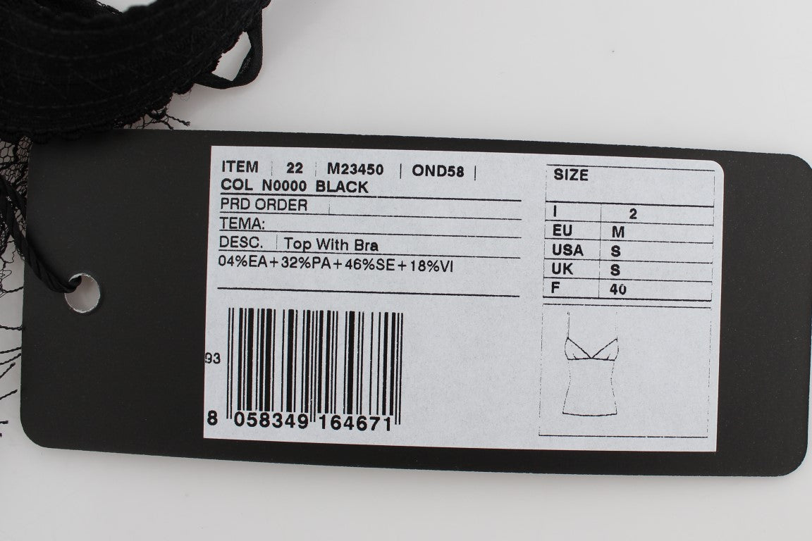 Dolce & Gabbana Black Silk Floral Lace Lingerie Top | Regal Royce