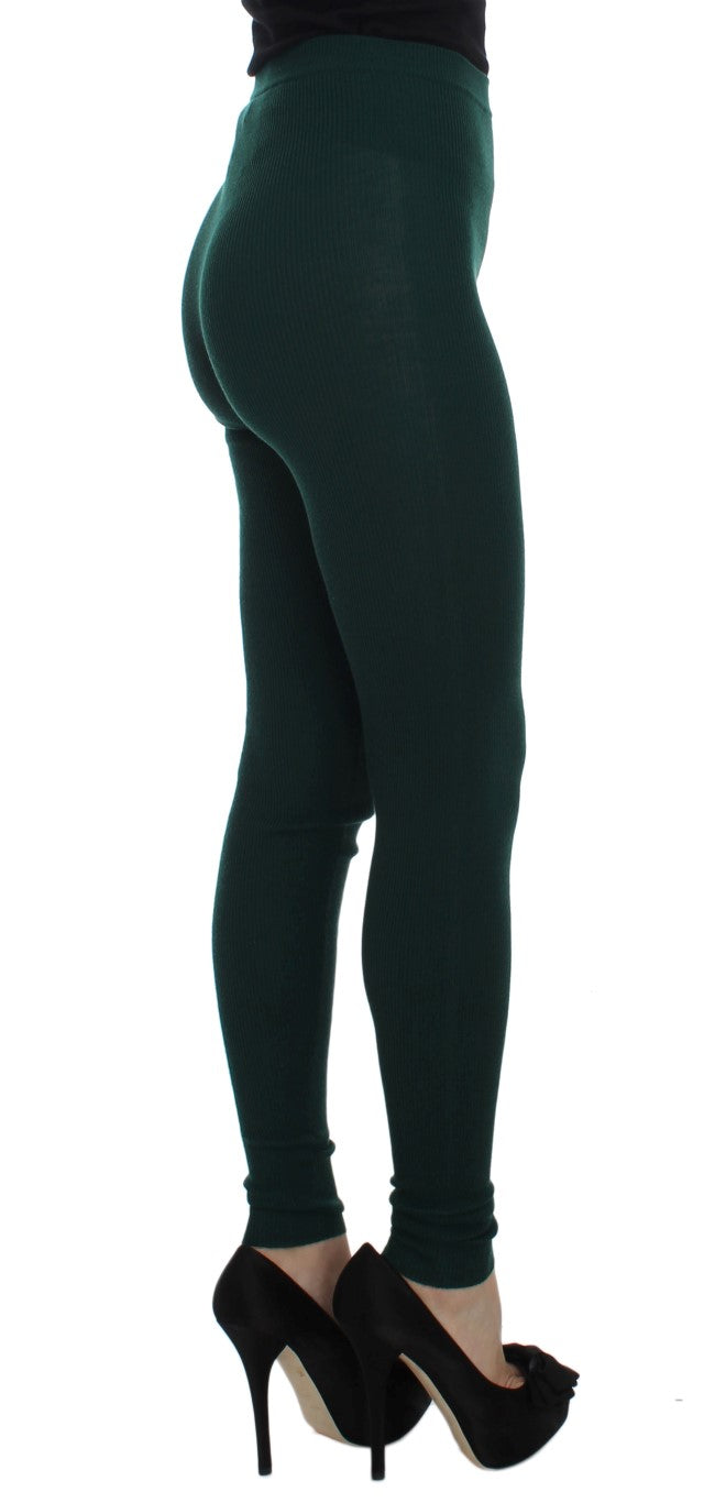 Dolce & Gabbana Green Cashmere Stretch Tights Pants | Regal Royce