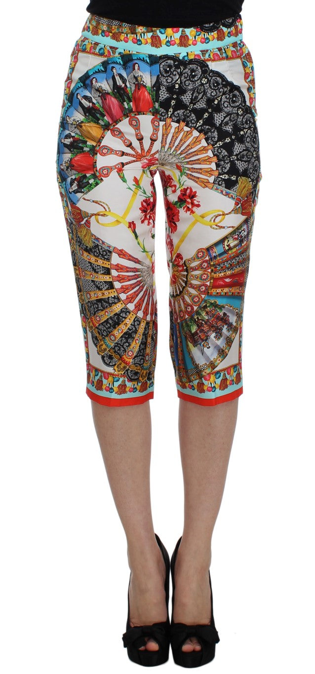 Dolce & Gabbana Multicolor Majolica Sicily Silk Pants | Regal Royce