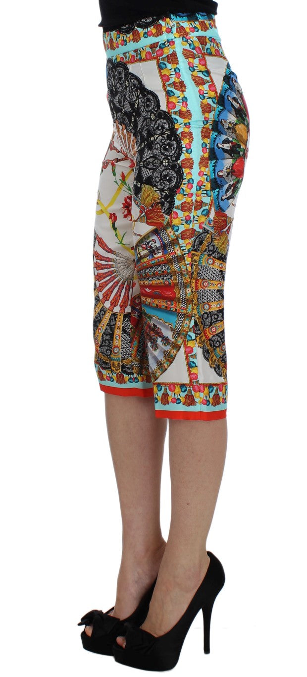 Dolce & Gabbana Multicolor Majolica Sicily Silk Pants | Regal Royce