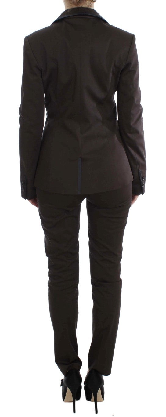 Exte Brown Stretch Two Button Suit | Regal Royce