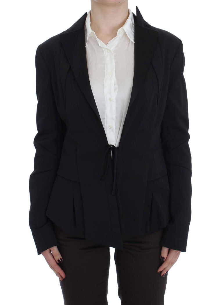 Exte Black Stretch Single Breasted Blazer Jacket | Regal Royce