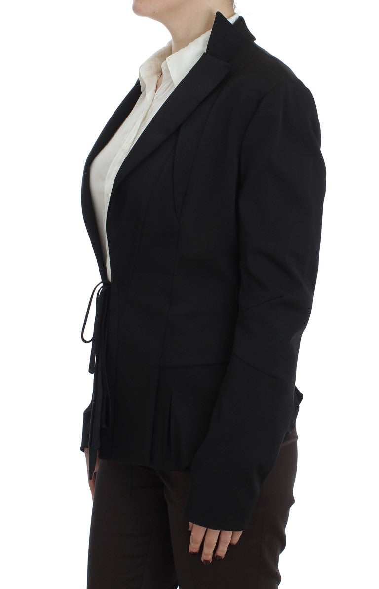 Exte Black Stretch Single Breasted Blazer Jacket | Regal Royce