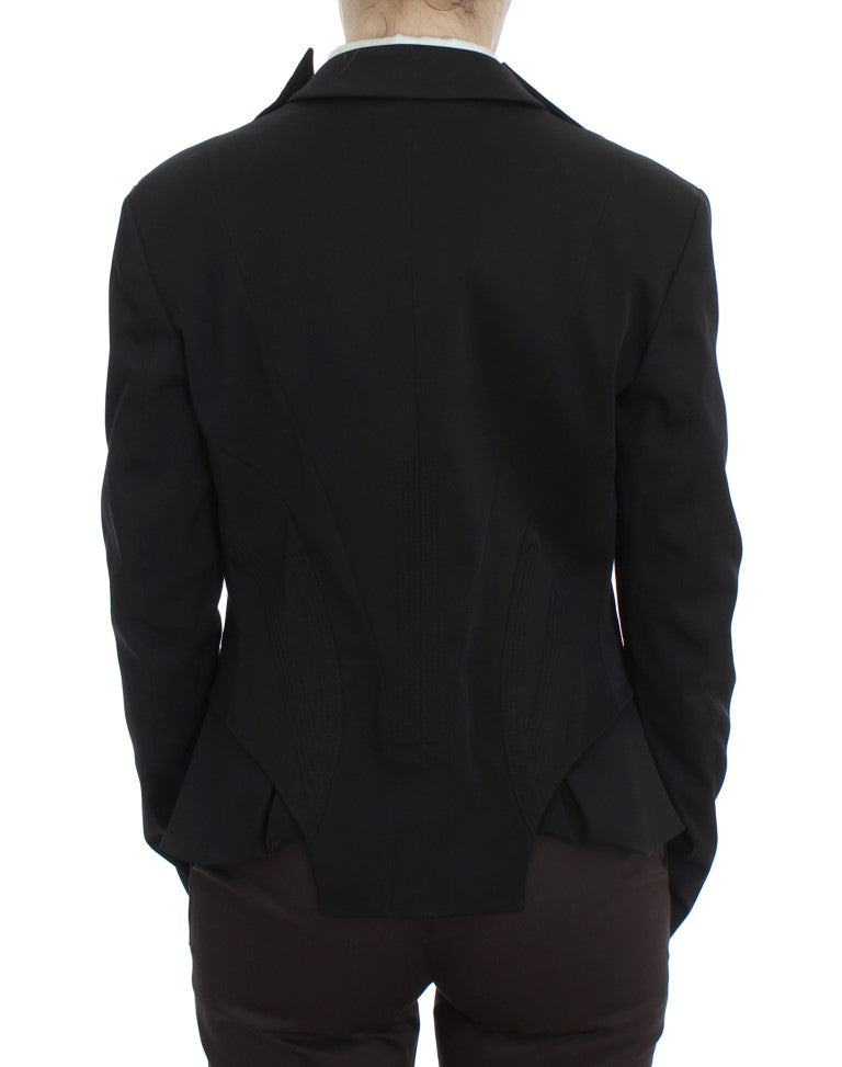 Exte Black Stretch Single Breasted Blazer Jacket | Regal Royce