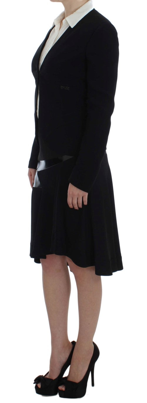 Exte Black Blue Two Piece Suit Skirt & Blazer | Regal Royce