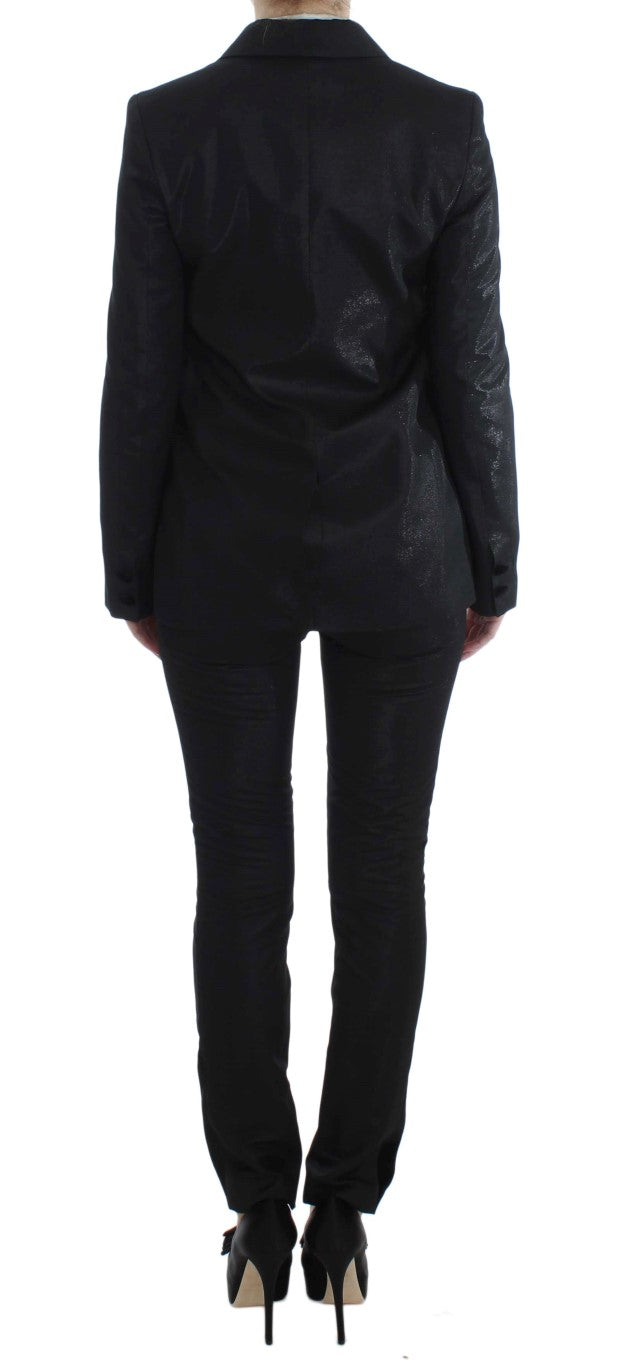 Exte Black One Button Three Piece Suit | Regal Royce