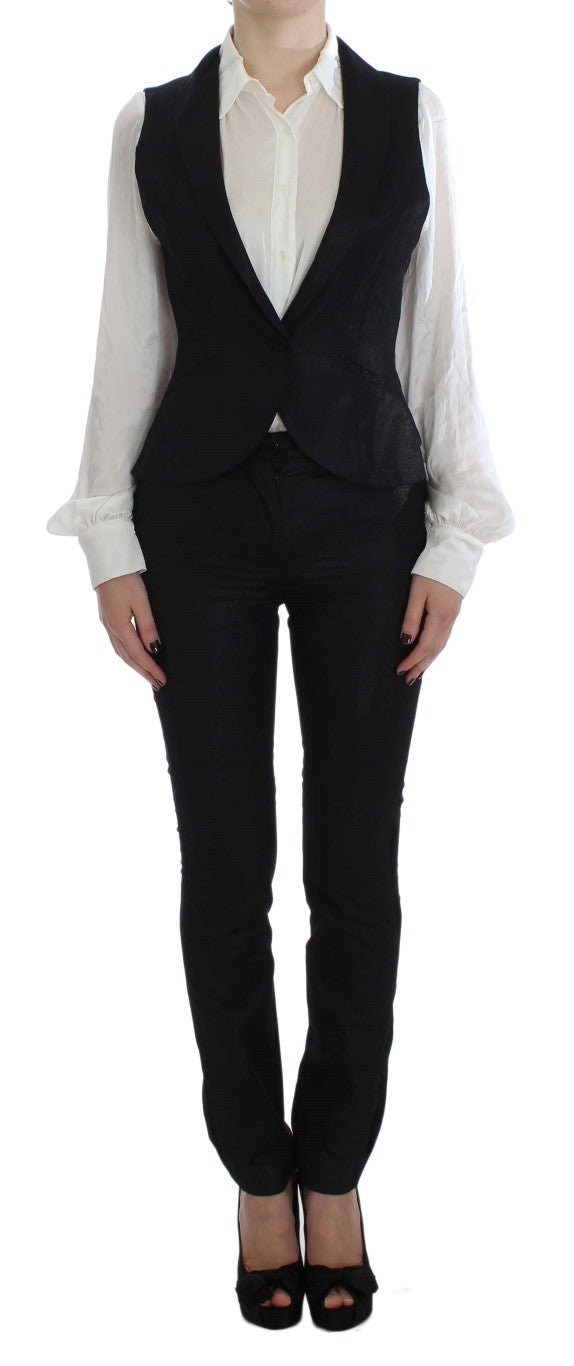 Exte Black One Button Three Piece Suit | Regal Royce