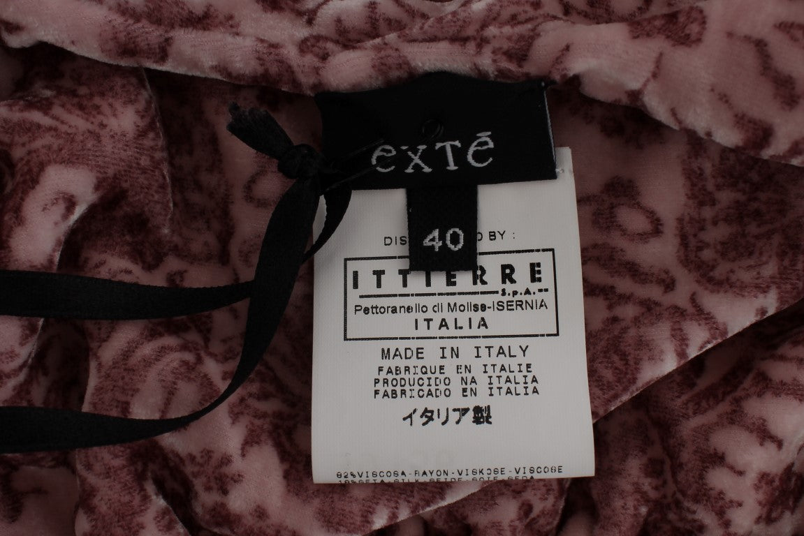 Exte Pink Floral Print Viscose Silk Blouse Top | Regal Royce