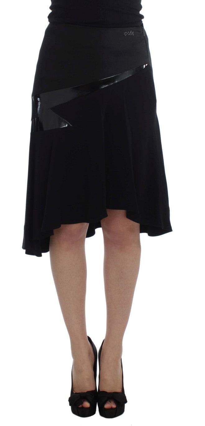 Exte Black Blue Cotton Stretch Straight Skirt | Regal Royce