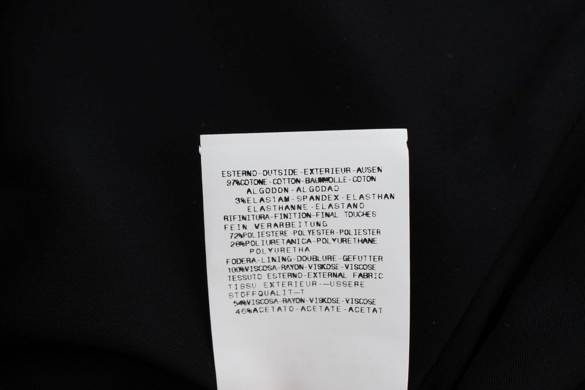 Exte Black Blue Cotton Stretch Straight Skirt | Regal Royce