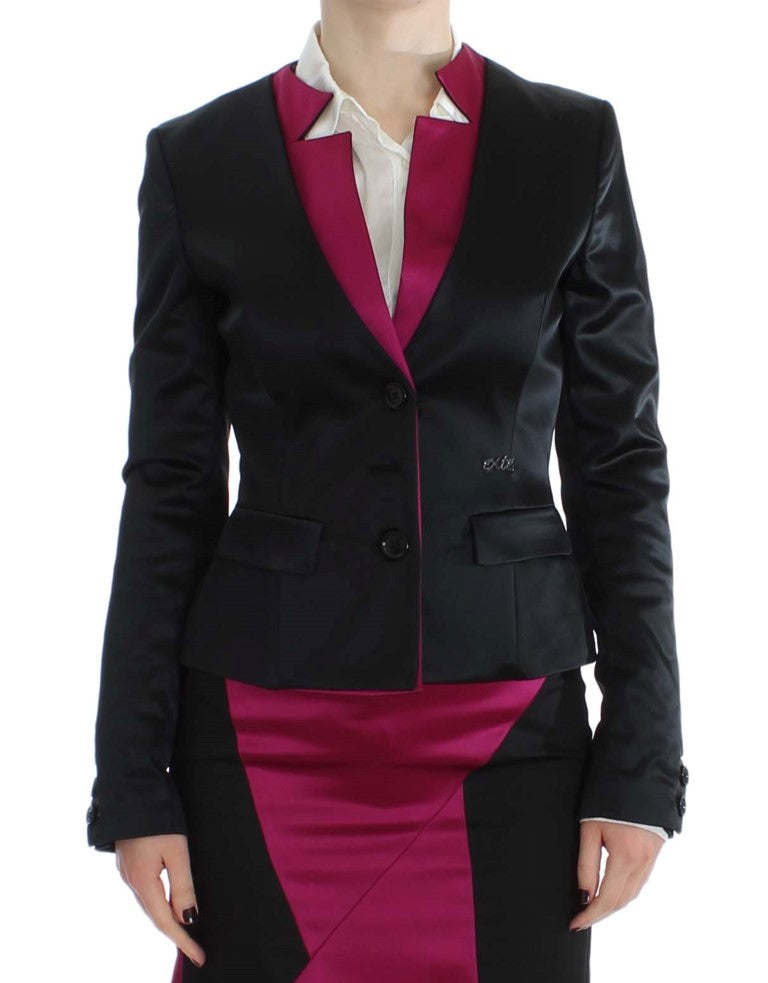 Exte Black Pink Stretch Blazer Jacket | Regal Royce