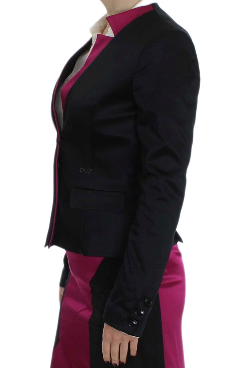 Exte Black Pink Stretch Blazer Jacket | Regal Royce