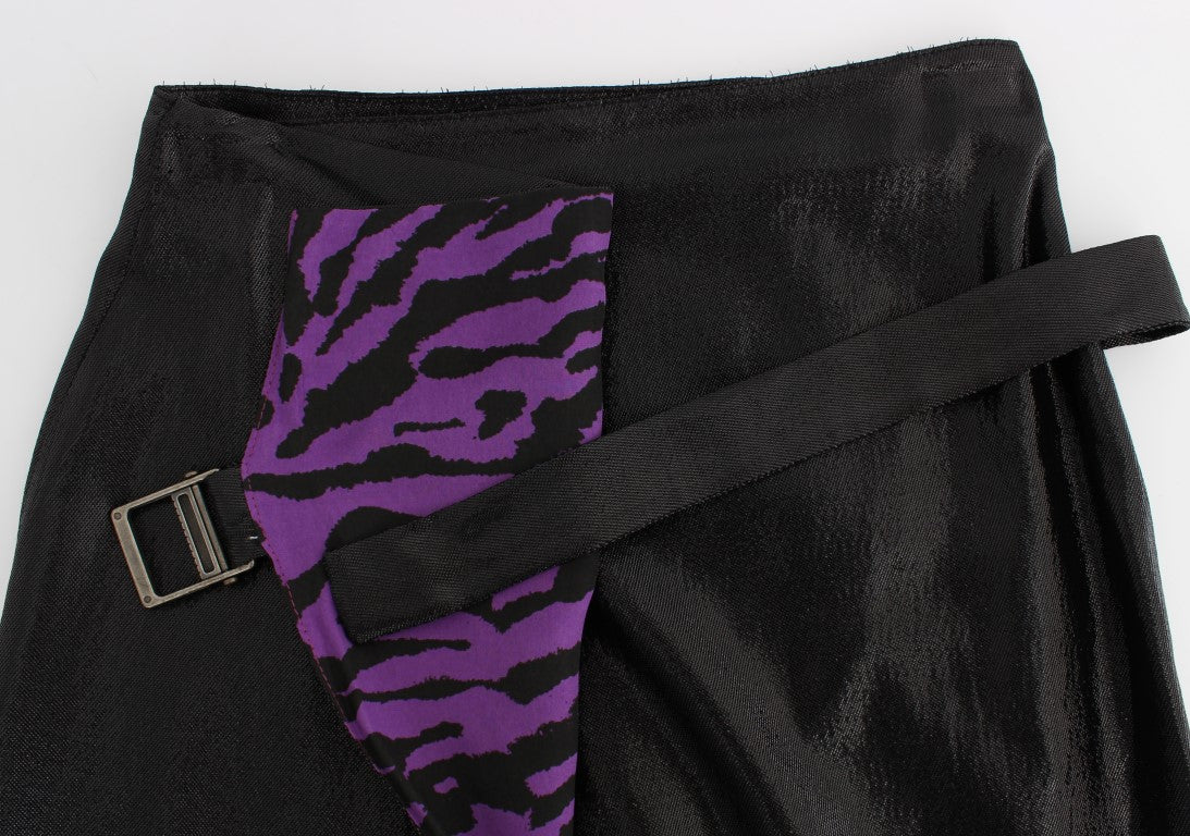 Exte Black Wool Silk Above Knee Straight Skirt | Regal Royce