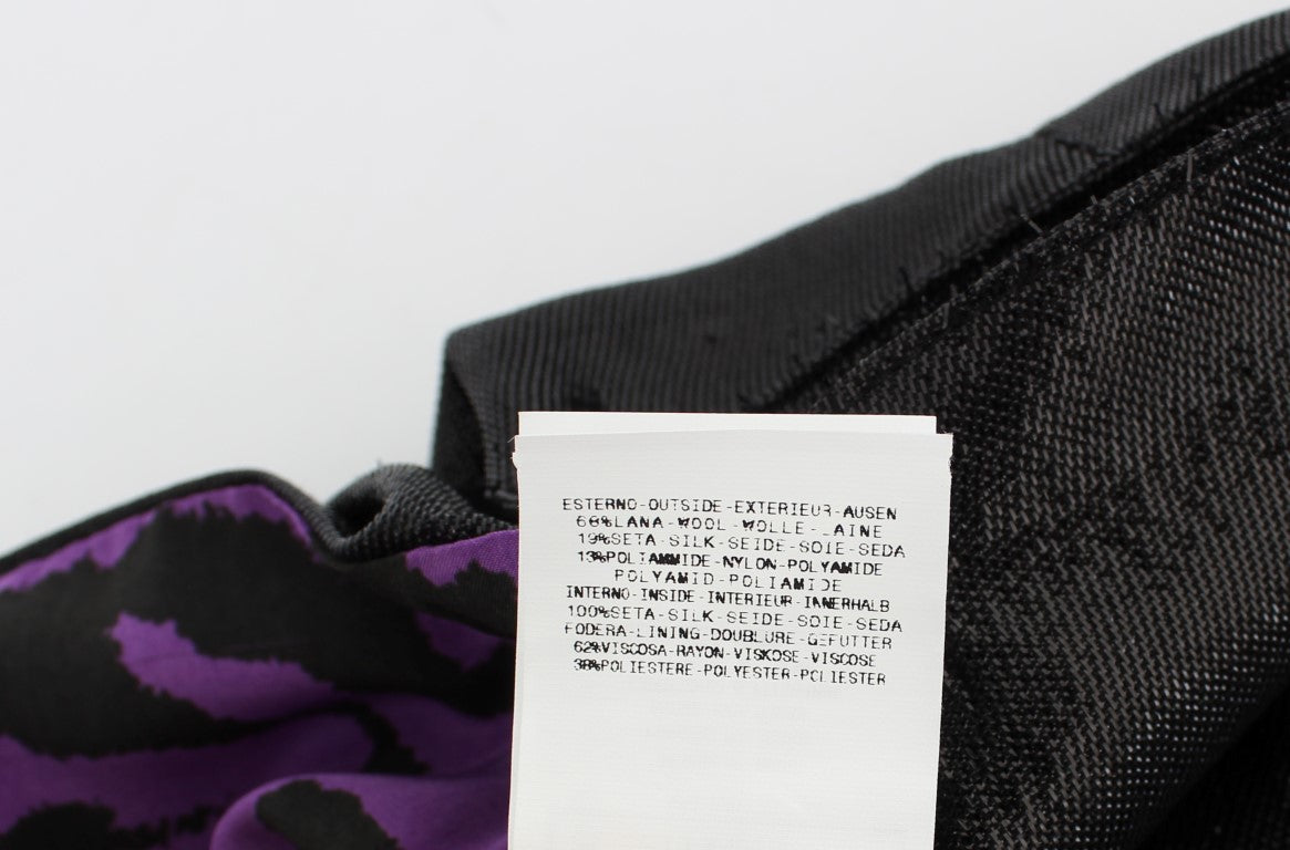 Exte Black Wool Silk Above Knee Straight Skirt | Regal Royce